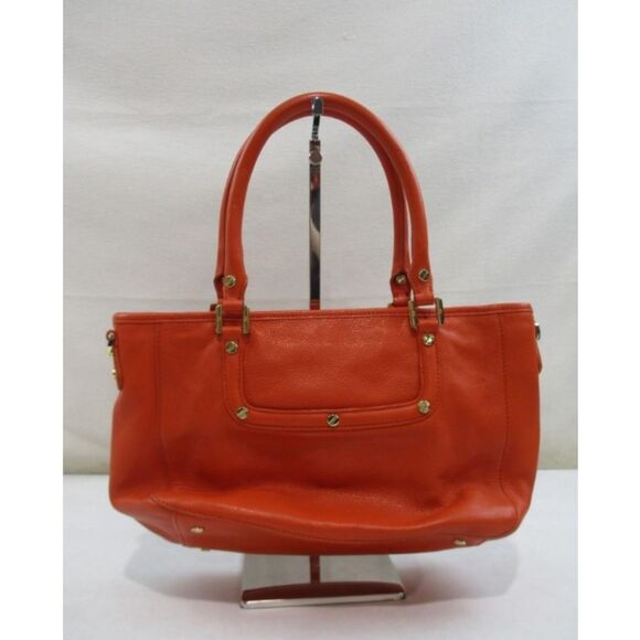 Tory Burch- Dark Orange w/ Gold Tone Hardware Top Zip Footed Shoulder Tote - Picture 2 of 6